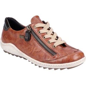 NWOB Remonte by Rieker The Liv 02 Tan Leather Sneakers with Zipper